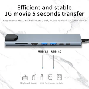 Usb 8 In 1 Type C 3 1 To 4k HdTV Hub Adapter With Sd Tf Rj45 Card Reader Pd Fast Charge For Macbook Notebook Computer 5